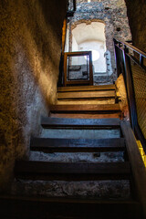 Stairway to the top of university tower in the middle of Vilnius old town, Lithuania