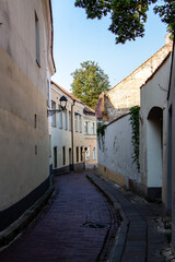 Beautiful Houses and Streets in the old town of Vilnius, Lithuania
