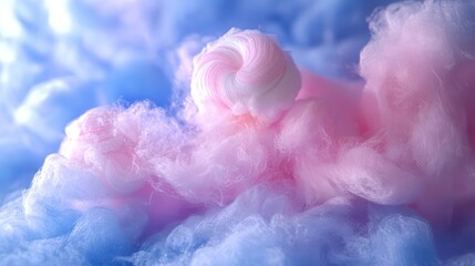 hyper realistic photo of  Colorful cotton candy in soft pastel color background. Generative AI  , copy space, copy space for text,