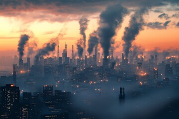 Obraz premium city air pollution by generative ai