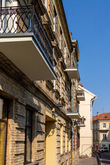 Beautiful Houses and Streets in the old town of Vilnius, Lithuania