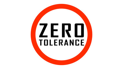 Zero Tolerance sign , black and red isolates silhouette