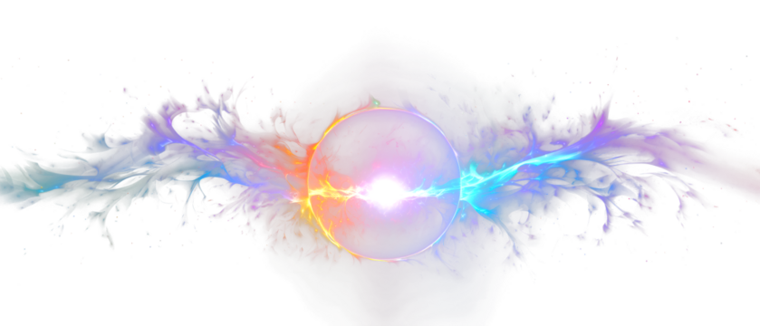 solar eclipse overlay effect neon blue, yellow, green, purple blazing star edge behind planet in dark sky