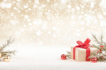 Christmas gifts box on festive background