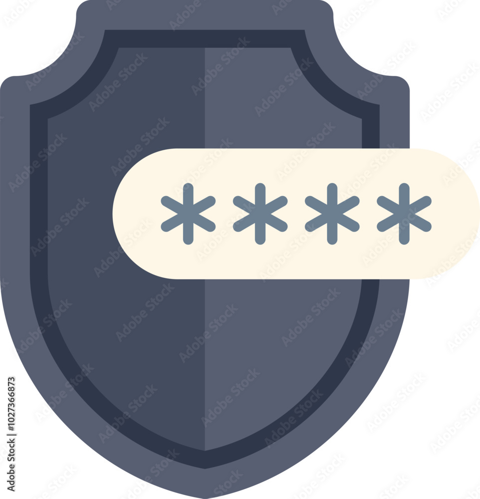 Poster shield icon is protecting a password which is hidden behind asterisks for security and privacy