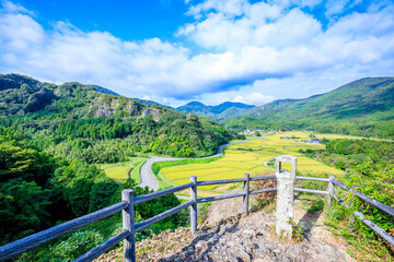 初秋の田染荘　大分県豊後高田市　Tashibunosho in early autumn. Ooita Pref, Bungotakada City.