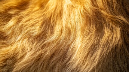 Naklejka premium Close-up of Soft, Golden Fur with a Wavy Texture