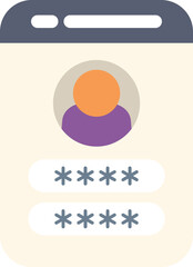 Simple icon of a mobile phone displaying a user profile with a password login form