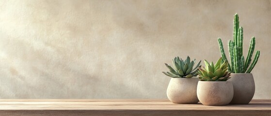 Ulltrawide Light Background With Potted Succulents Plant On Side