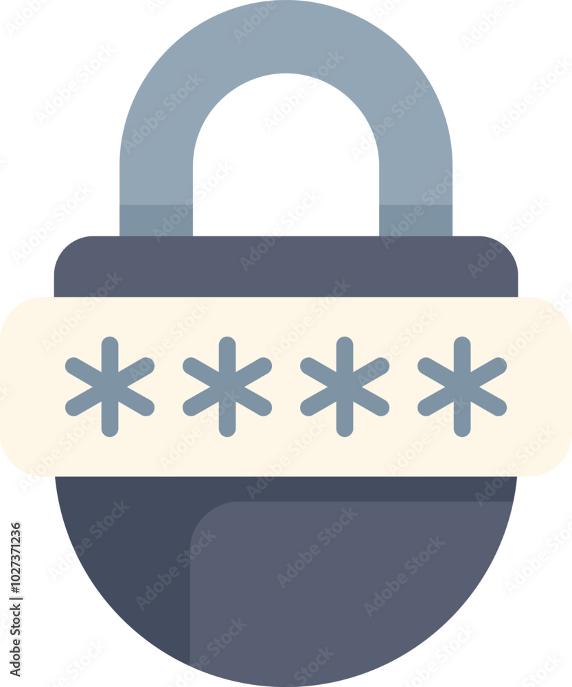 Aufkleber padlock is showing asterisks as a password, representing online security and data protection
