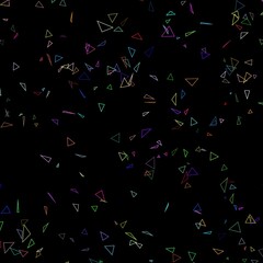 triangles scattered on a black background - a set of neon textures with different geometric shapes