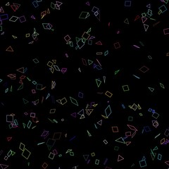 rhombuses and triangles scattered on a black background - a set of neon textures with different geometric shapes