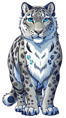 male snow leopard  vector, leopard  vector art isolated on white