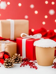 Christmas gifts box on festive background