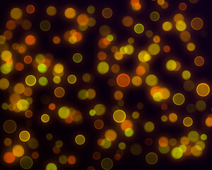 Colorful abstract background with glowing lights bokeh - Bright yellow lights on dark blue background