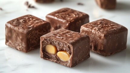 Decadent squares filled with creamy caramel and crunchy nuts, inviting a sweet indulgence