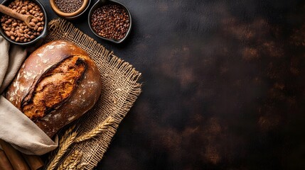 Freshly Baked Loaf of Bread with Ample Copy Space for Bakery Promotion or Recipe