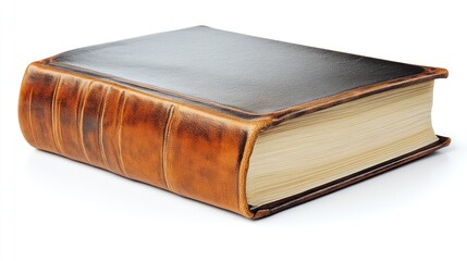 Obraz premium A sleek leather book rests on a smooth white background, radiating sophistication