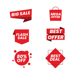 Different type of sale badge set isolated on white background. Vector illustration