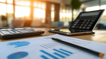 Collaborative Business Table with Digital Tools and Documents for Productive Office Environment