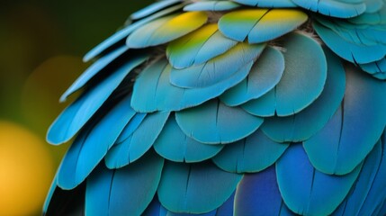 Obraz premium Close-up of Vibrant Blue and Green Parrot Feathers