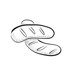 Line drawing. Grilled sausage line art. Vector minimalistic