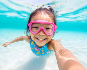 Naklejka premium child in swimming pool