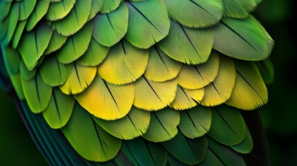 Naklejka premium Close-up of Green and Yellow Parrot Feathers