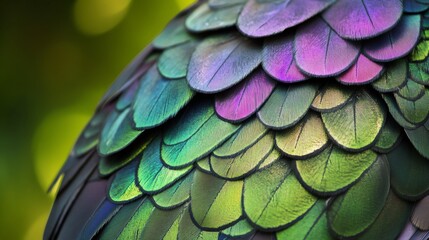 Fototapeta premium Close-up of vibrant iridescent feathers on a bird