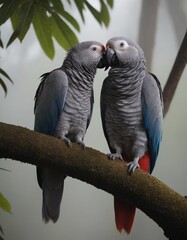 Obraz premium pair of parrots in the forest