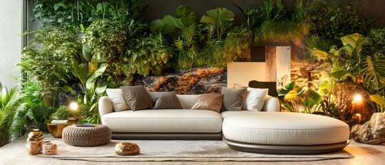 Indoor Oasis: Modern Space Inspired by Nature with Lush Greenery