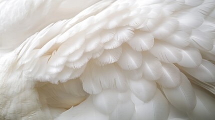 Obraz premium Close-up of White Bird Feathers Overlapping and Layered