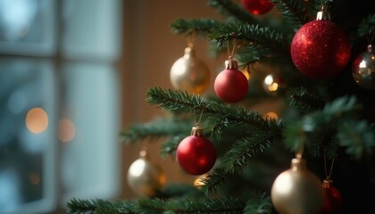 Winter Wonderland-Inspired Living Room with a Majestic Christmas Tree 3D Render Capturing the Spirit of the Holiday Season