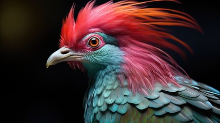 Fototapeta premium Macro photograph of a green feathered pigeon as texture or background 
