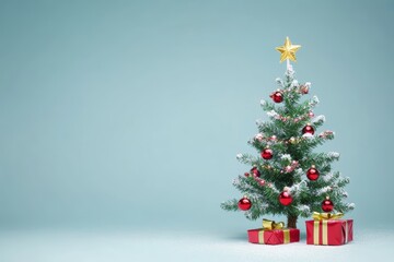Christmas gifts box on festive background
