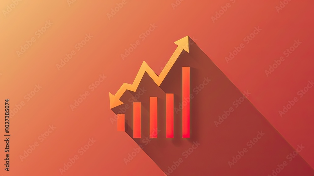 Poster a sleek, minimalist icon design representing forecasting, featuring upward arrows and graphs.