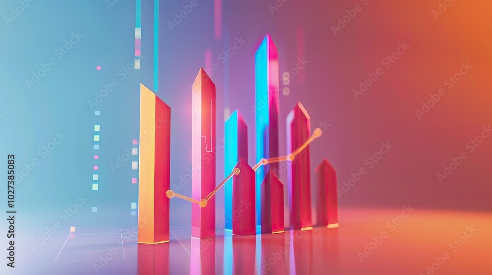 Poster a sleek, minimalist icon design representing forecasting, featuring upward arrows and graphs.
