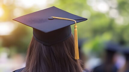 Graduate Wearing Graduation Cap Symbolizing Future Success and Achievement