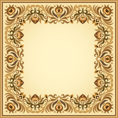 Vector abstract decorative floral ethnic ornamental illustration. Square background