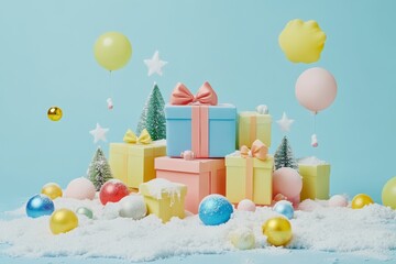 Christmas gifts box on festive background