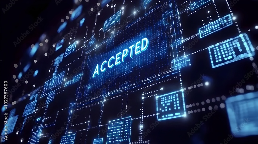 Poster digital document with 'accepted' watermark overlay signifies completion and approval
