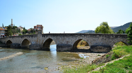 A view from the historical Hidirlik Bridge in Tokat, Turkey