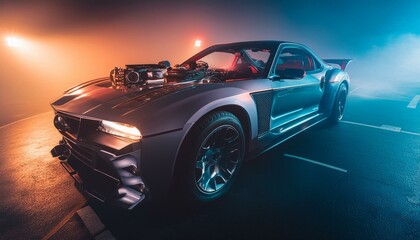 Futuristic hardcore cyber heavy duty car