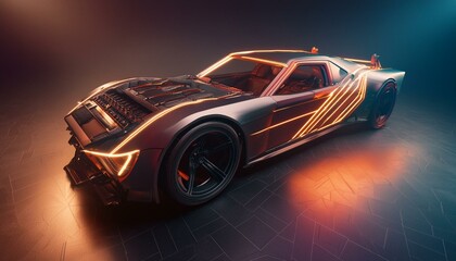 Naklejka premium Futuristic hardcore cyber heavy duty car
