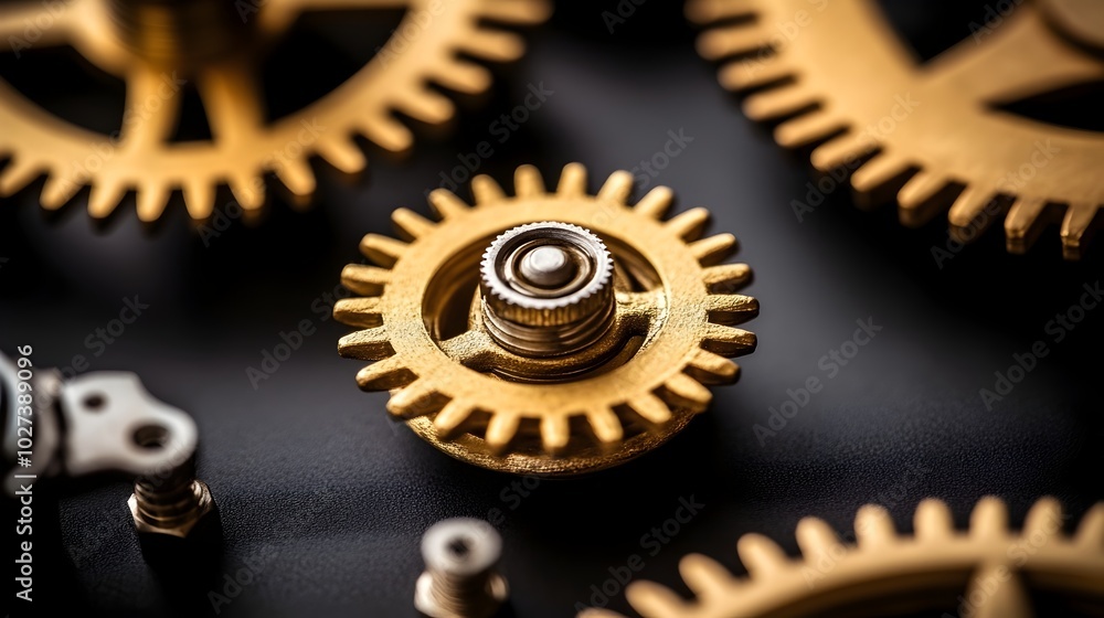 Poster interlocking gears with currency symbols representing economic machinery in action