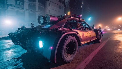 Futuristic hardcore cyber heavy duty car