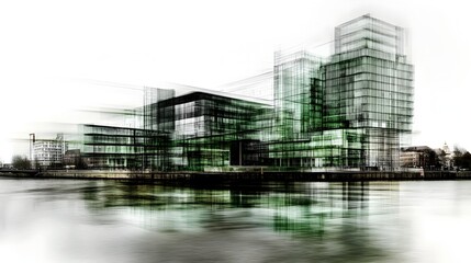 Obraz premium Abstract Governmental Building with Flowing Money Symbolizing Economic Stimulus