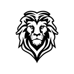 Vector illustration of black Lion head with symmetrical design, for your logo template.