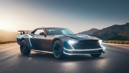 Obraz premium Futuristic hardcore cyber heavy duty car