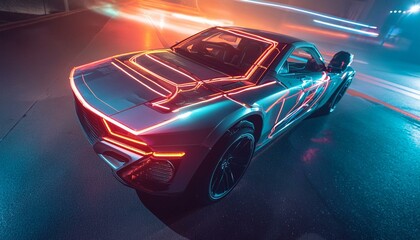 Futuristic hardcore cyber heavy duty car